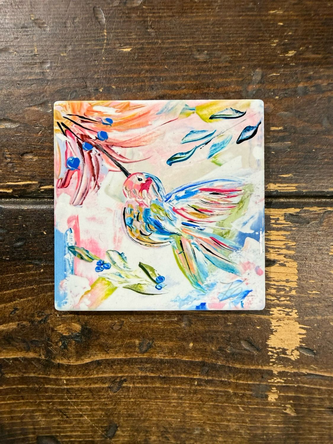 SCM 4x4 Coaster Colorful Hummingbird