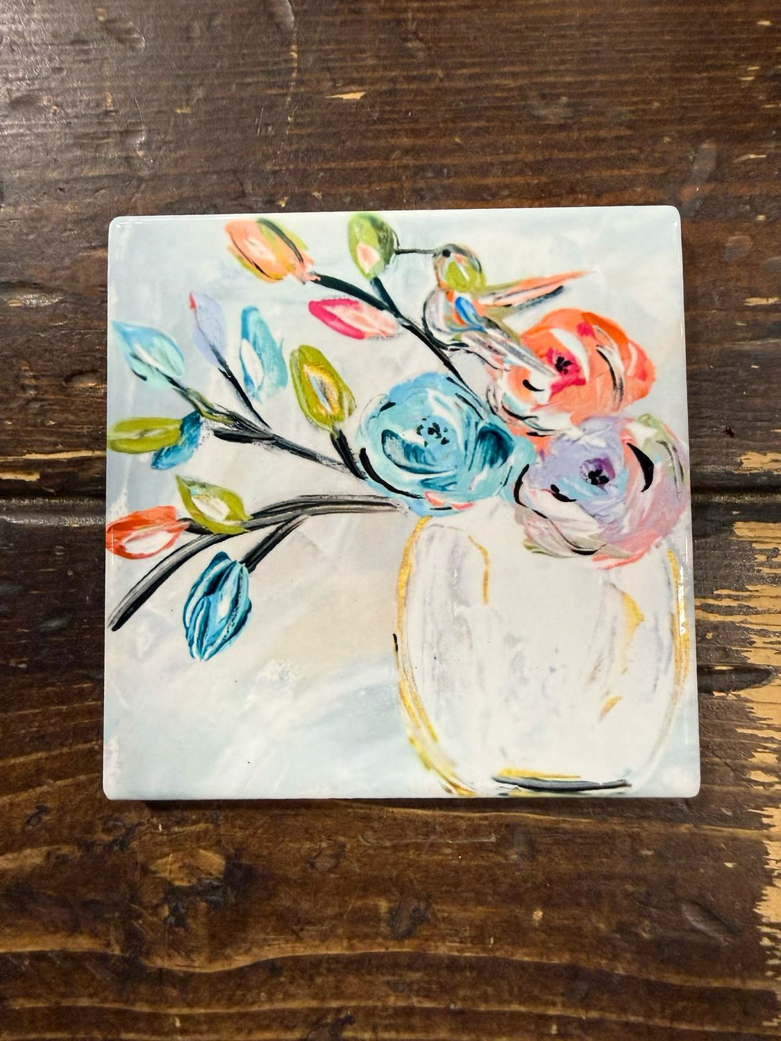 SCM 4x4 Coaster Hummingbird Floral
