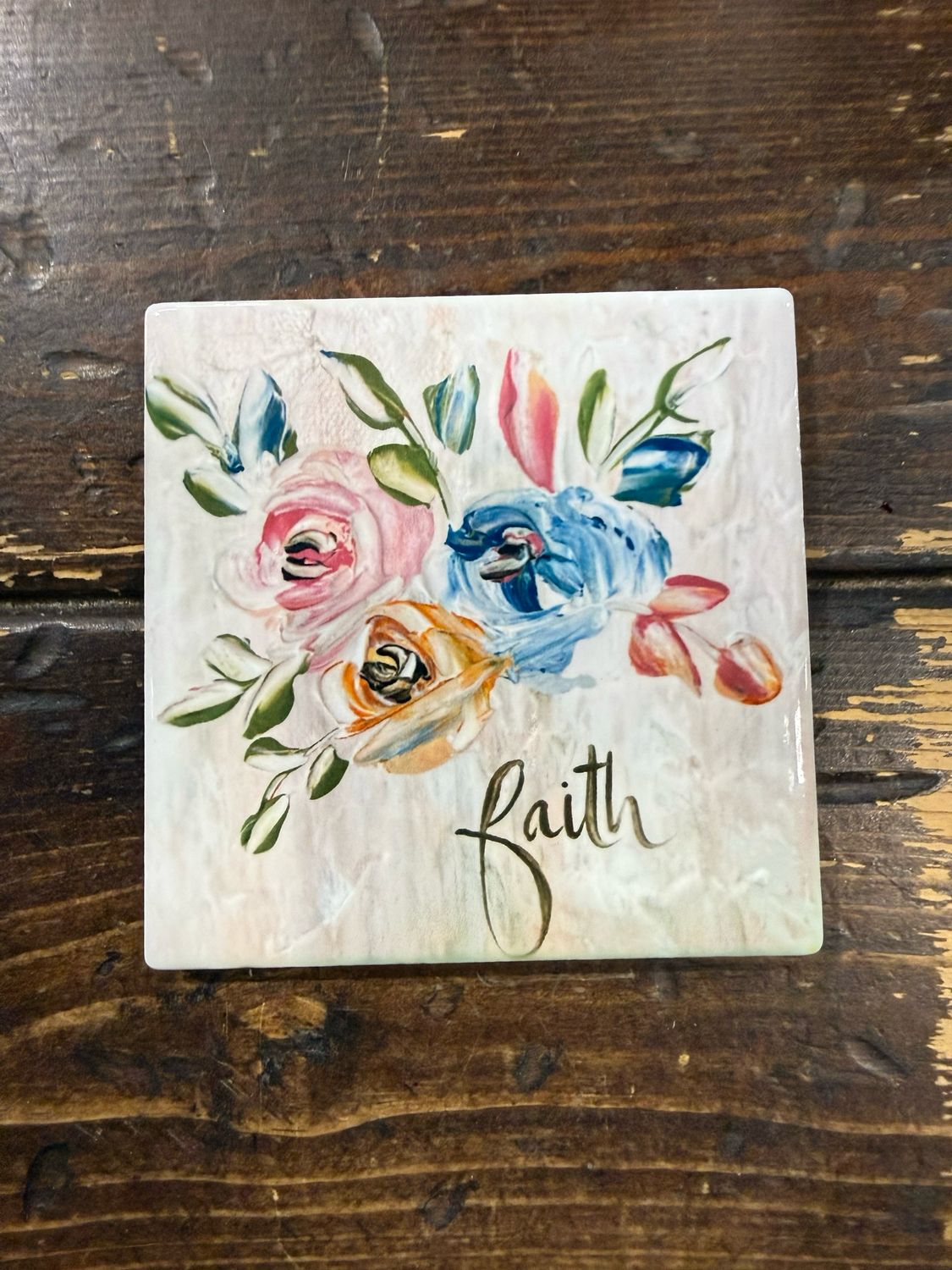 SCM 4x4 Coaster Faith Floral