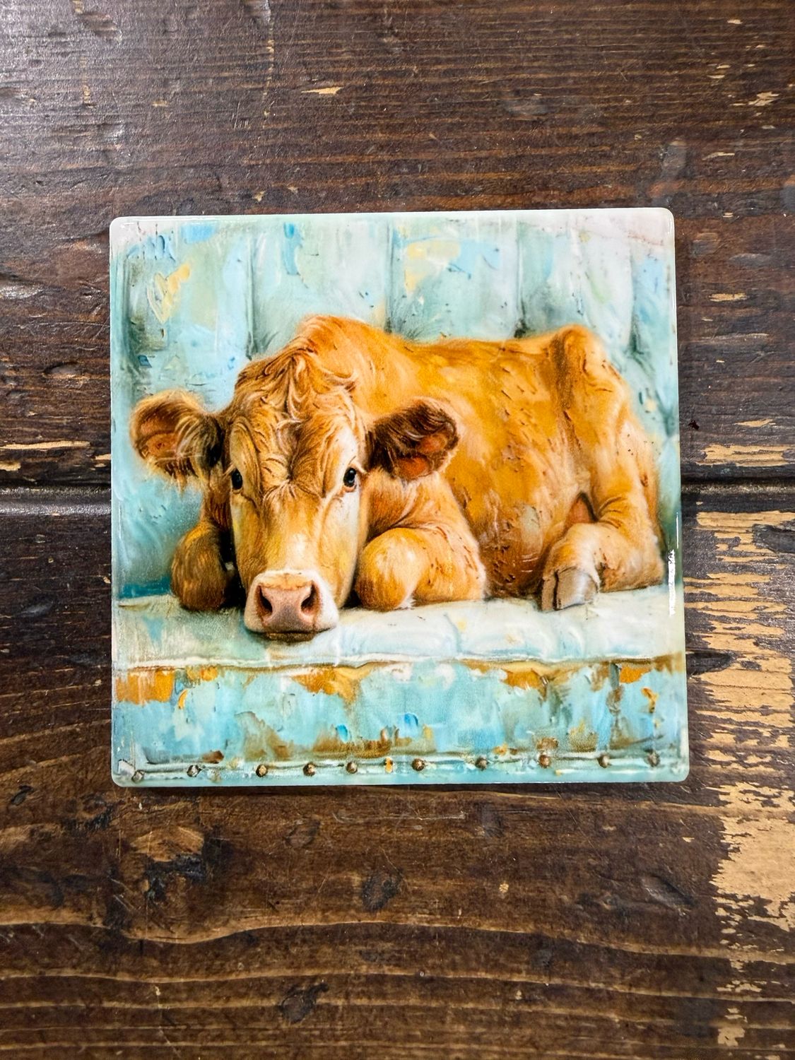 SCM 4x4 Coaster Cow Couch Teal