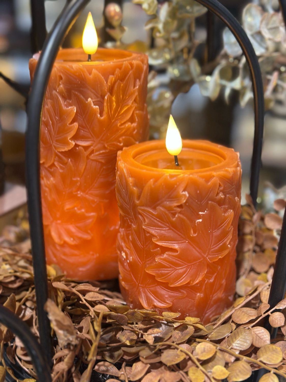 WTC Lg Orange Leaves LED Pillar 6x3