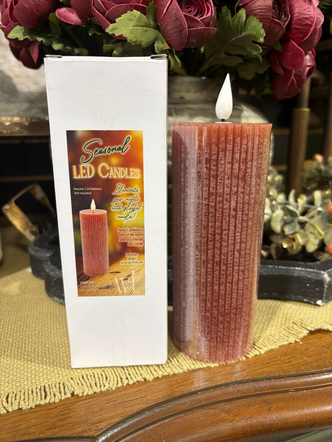 WTC 6" Orange Ridged LED Votive