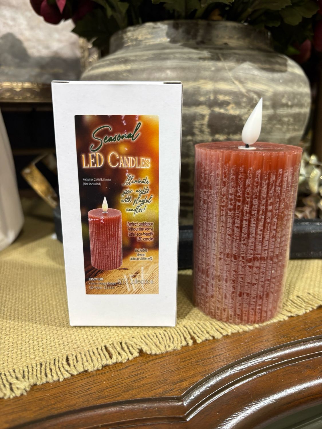 WTC 4" Orange Ridged LED Votive