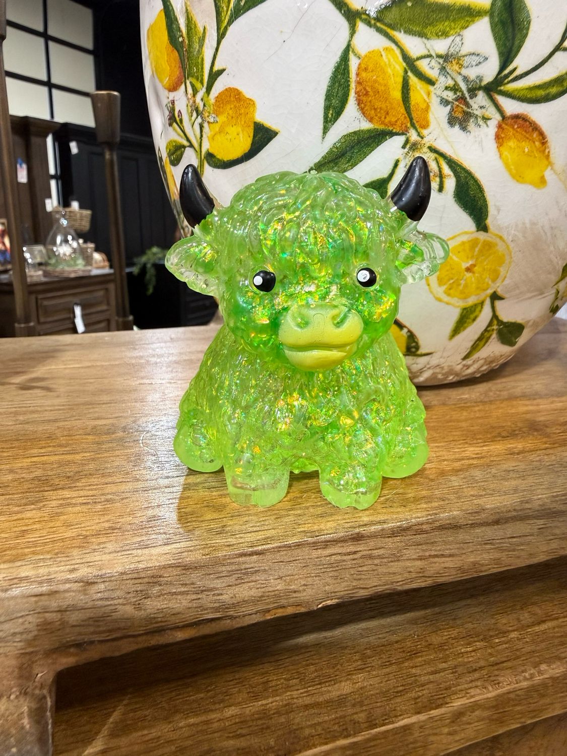 Green Glitter Highland Cow Squishy