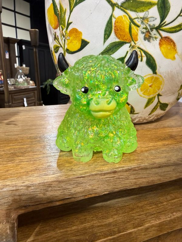 Green Glitter Highland Cow Squishy