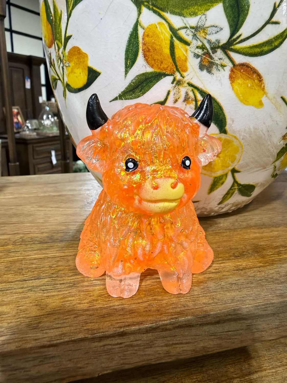 Orange Glitter Highland Cow Squishy