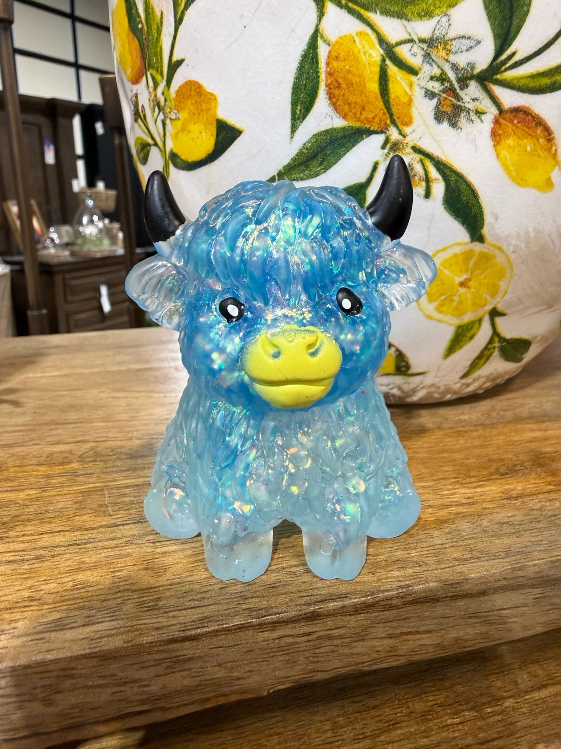 Blue Glitter Highland Cow Squishy