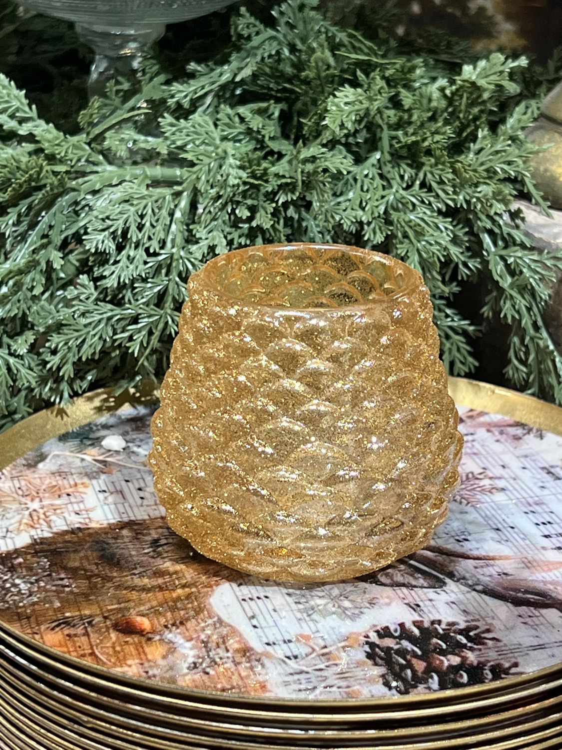180 Gold Pinecone Votive 2.5"