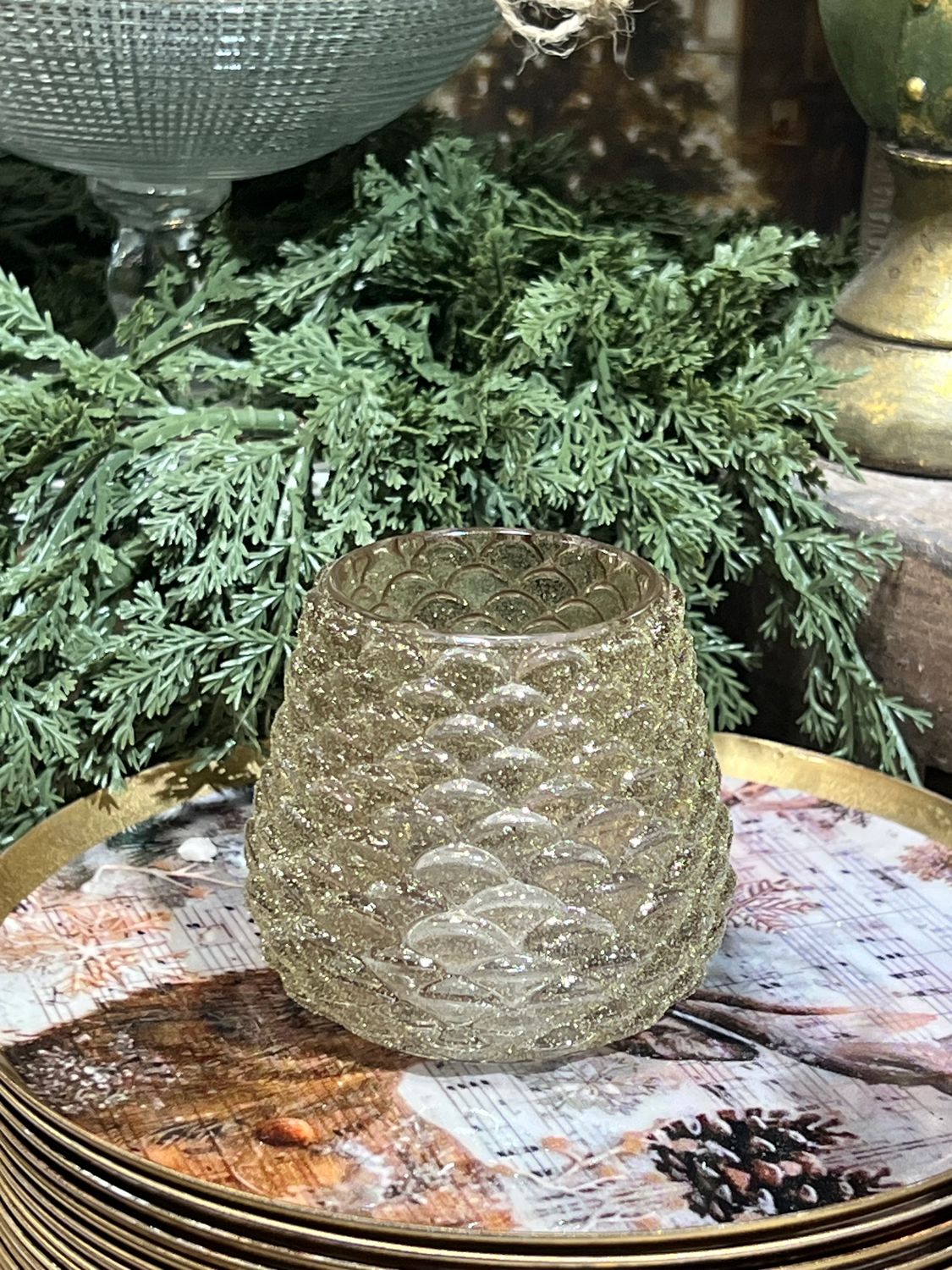 180 Taupe Pinecone Votive 2.5"