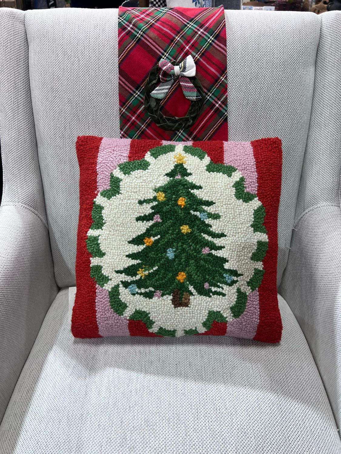 Pek Holiday Frames Tree Hook Pillow 14x14
