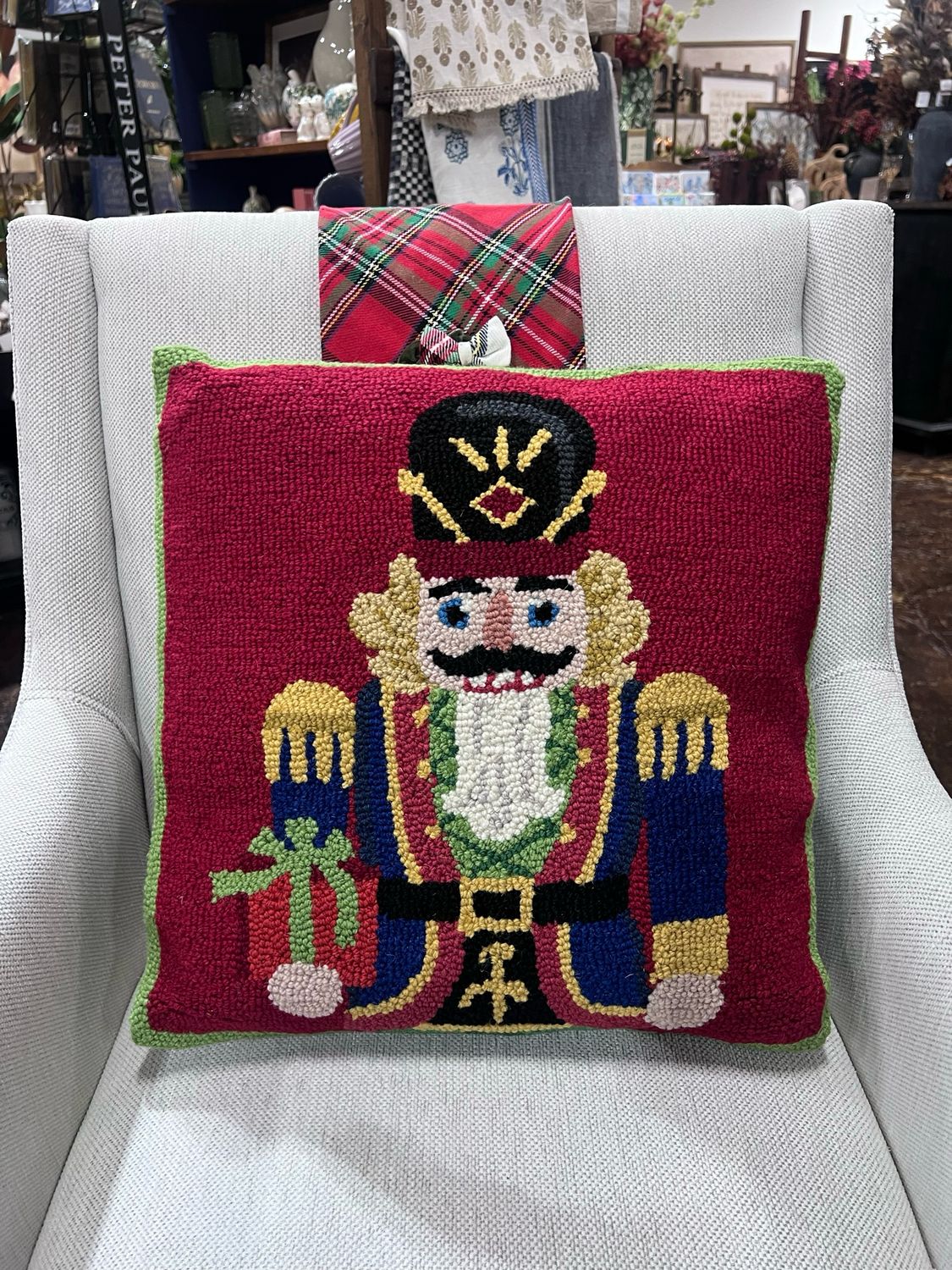 Pek Nutcracker Present Hook Pillow 18x18