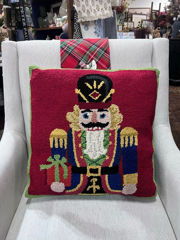 Pek Nutcracker Present Hook Pillow 18x18
