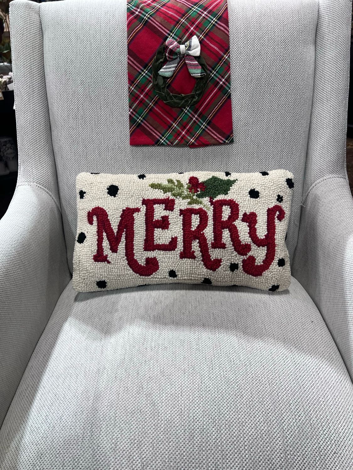 Pek Polka Merry Hook Pillow 9x16