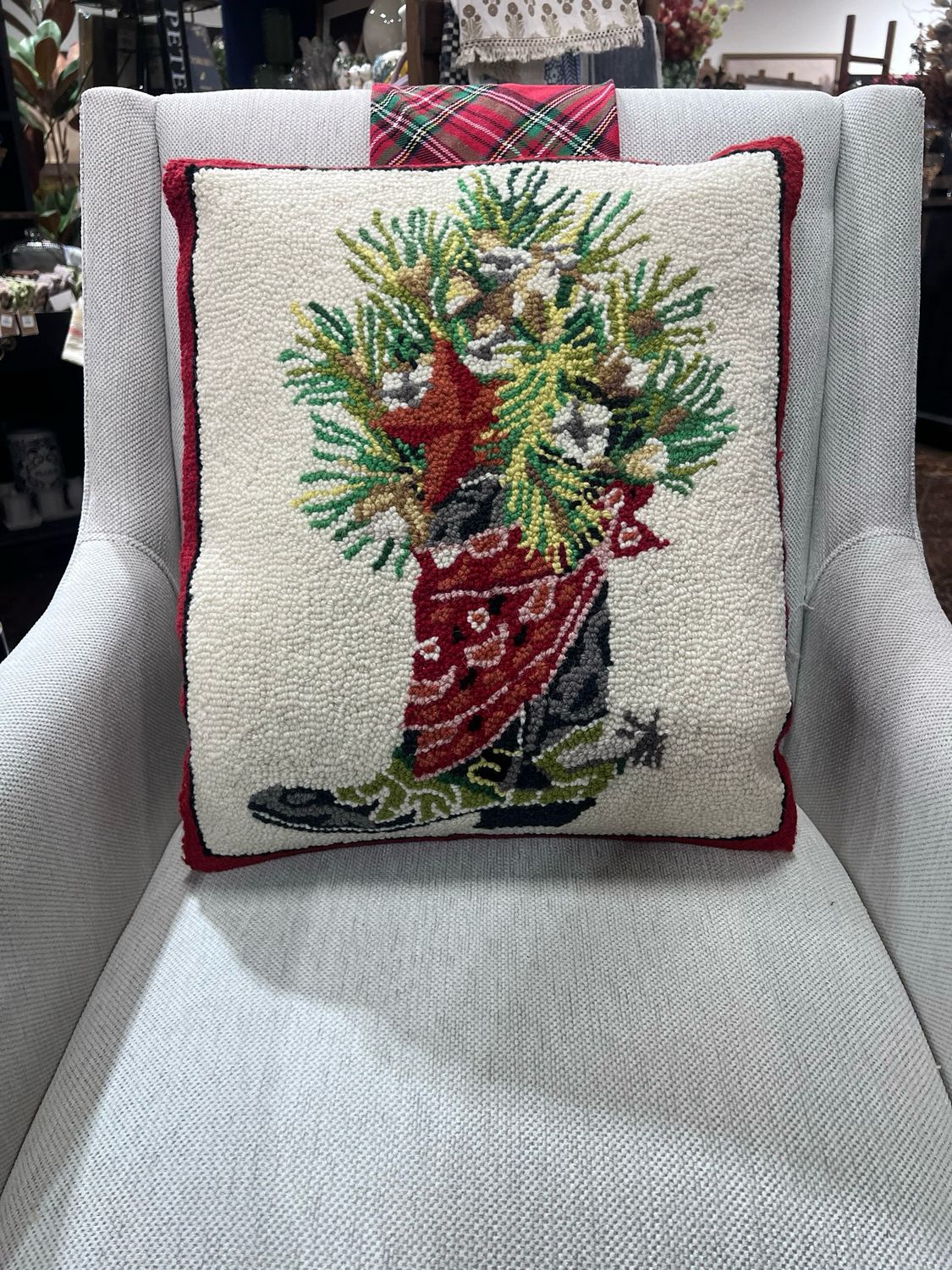 Pek Holiday Boot Hook Pillow 16x20