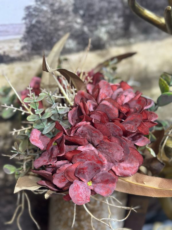 KKI 14" Burgundy Faux Dried Floral Bundle 4 Stems