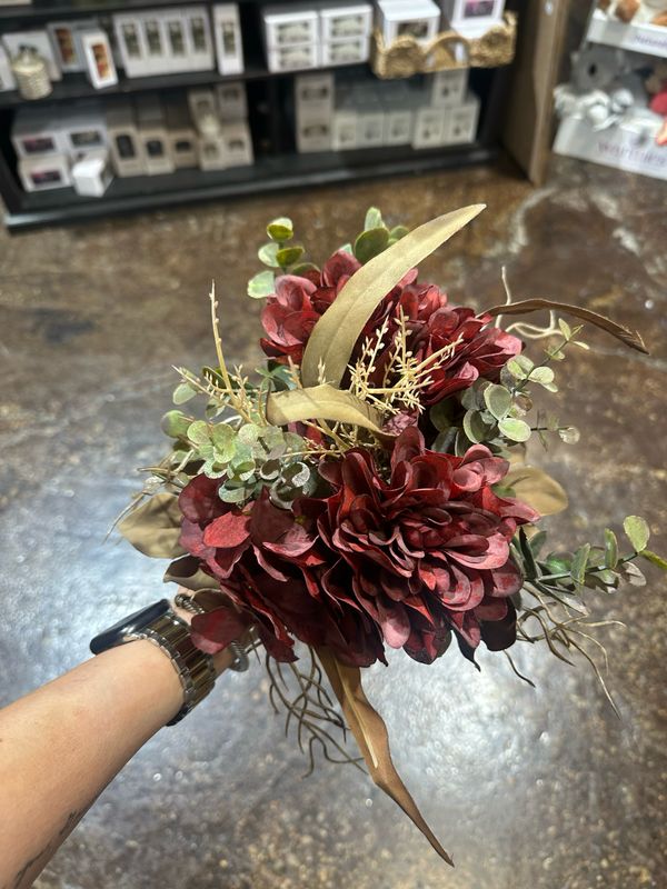 KKI 14" Burgundy Faux Dried Floral Bundle 4 Stems