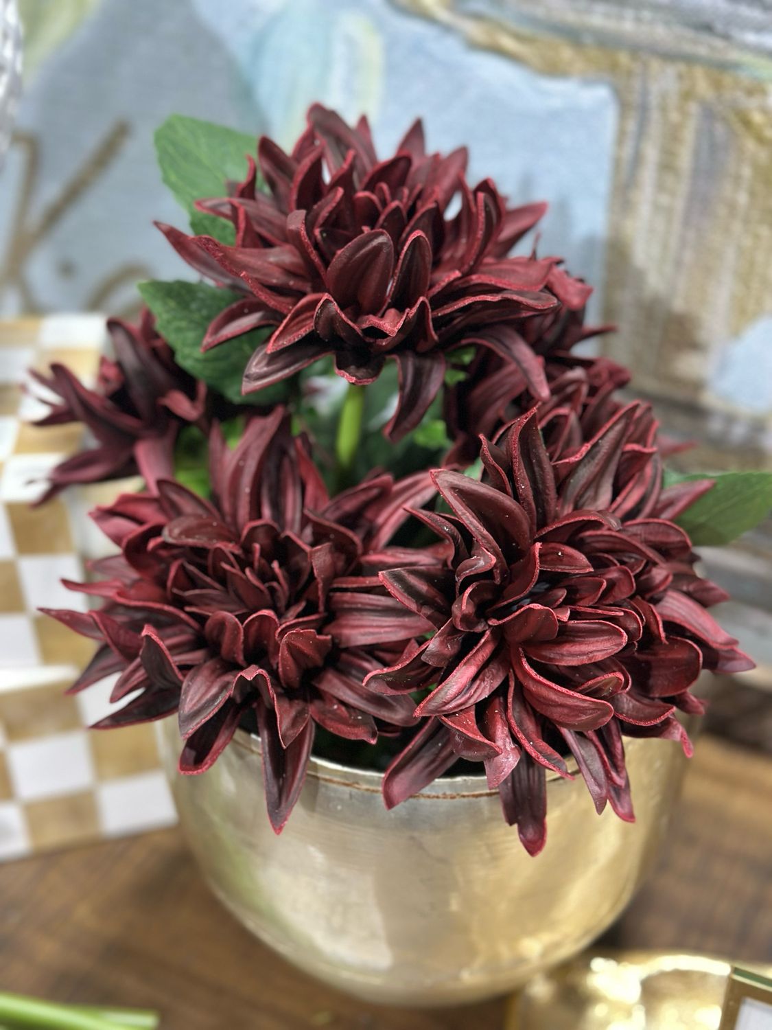KKI 12" Burgundy RT Dahlia Bundle 6 Stems