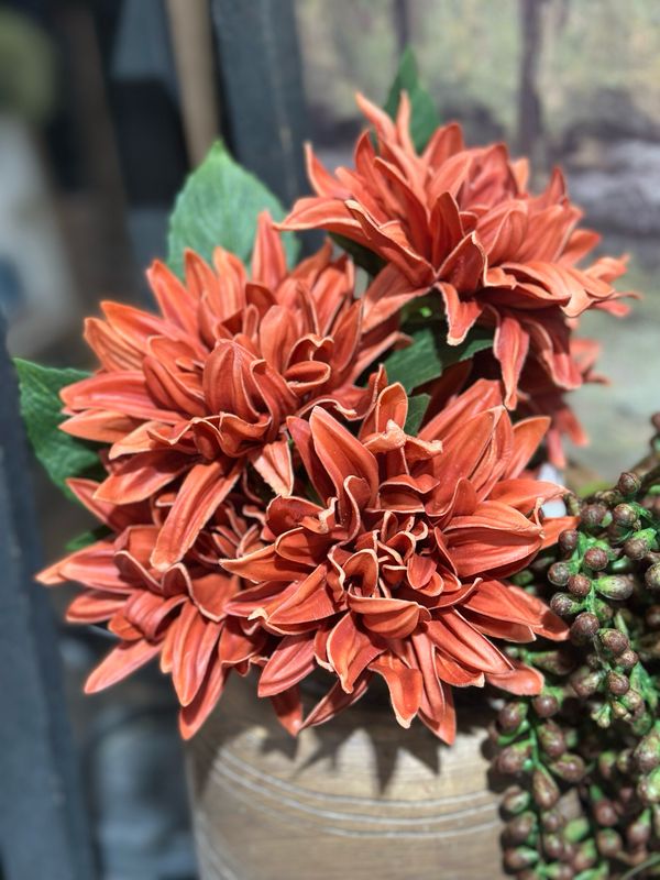 KKI 12" Dk Orange RT Dahlia Bundle 6 Stems