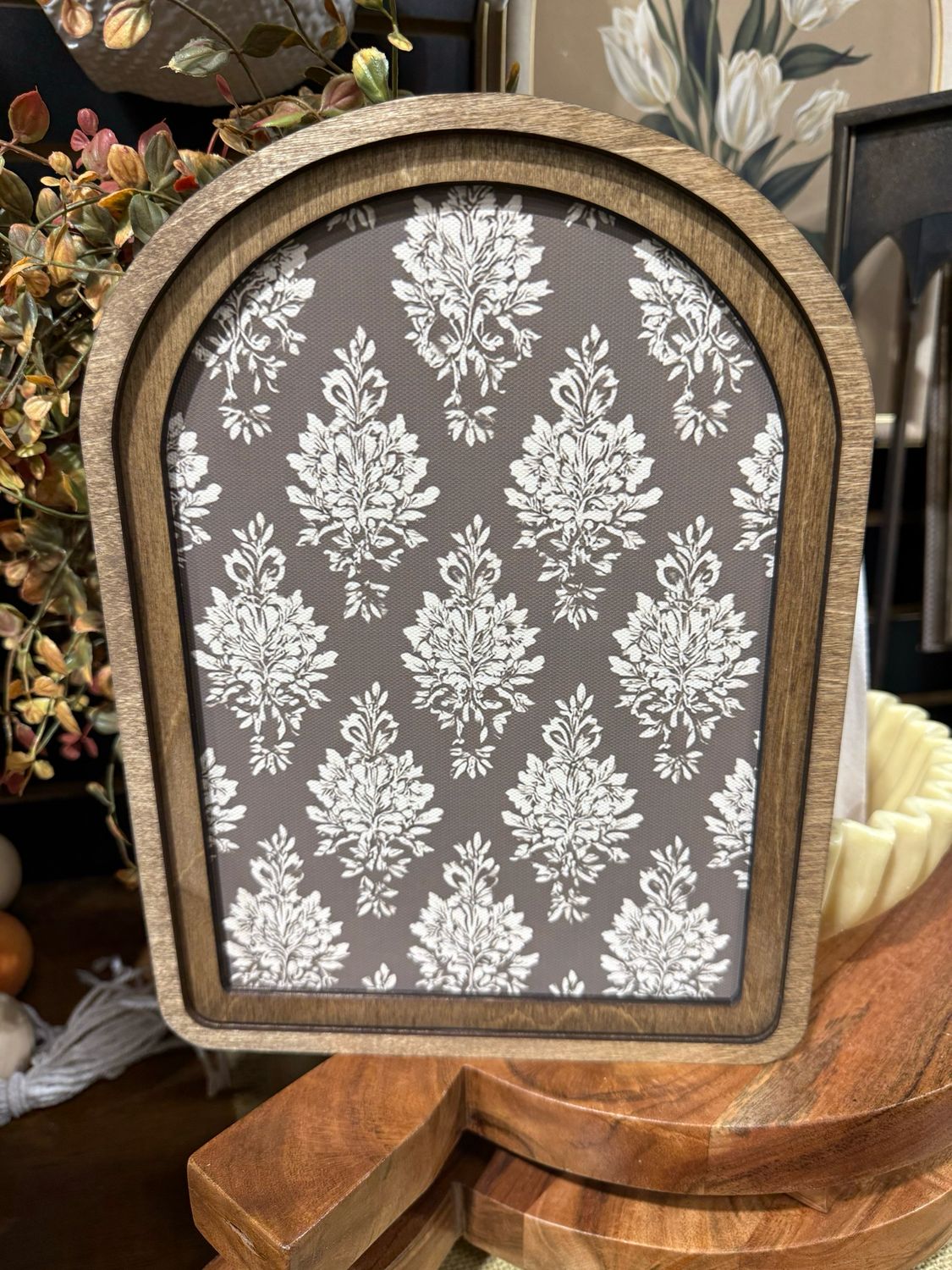 Red Arch 8.25x11 Taupe Damask