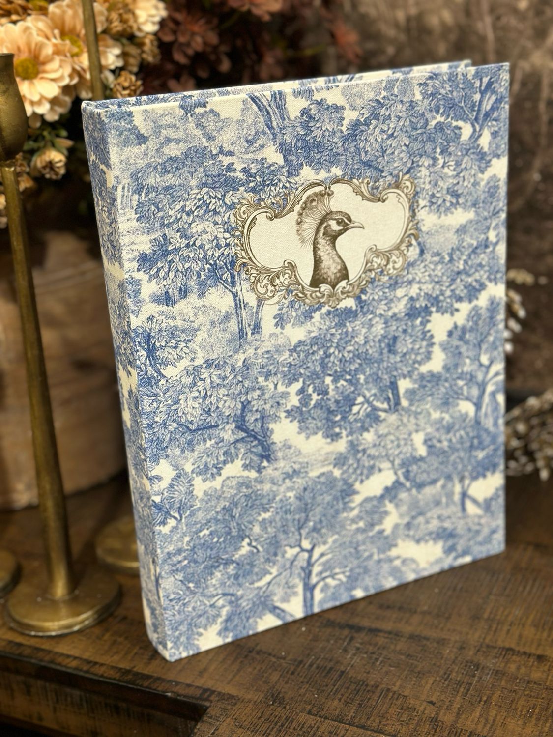 AB Lg Blue Peacock Book Box 11.25x8.5x1.5