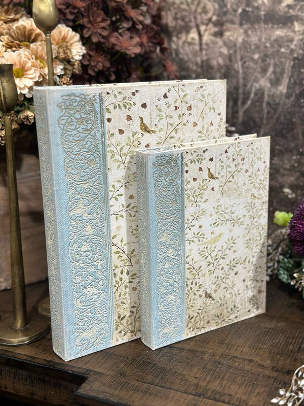AB Sm Birds Teal Spine Book Box 8.75x6.5x1