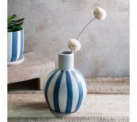 PDG 8" Bl Stripe Vase