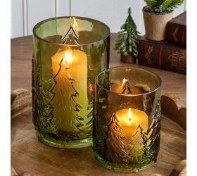 Pdg Lg Grn Glass Tree Candle Holder 8.5x6