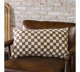 Pdg Choc Brown Check Pillow 14x24