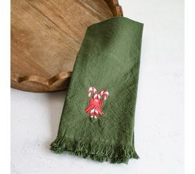 Pdg Candy Cane On Green Towel