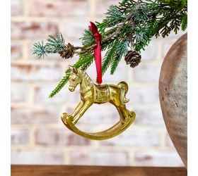 Pdg Gold Rocking Horse Orn 4.5x4.5