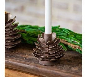 Pdg 3.7" Brown Wash Pinecone Candle Holder