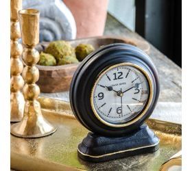 Pdg 6" Black Gold Table Clock