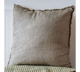 Pdg 20" Sq Beige Linen Mix Pillow