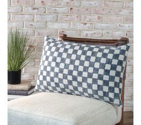Pdg Blue Check Pillow 14x24