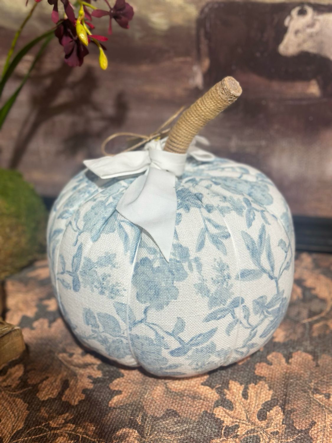 MP Sm Fabric Topiary Pumpkin Blue  8.5"R