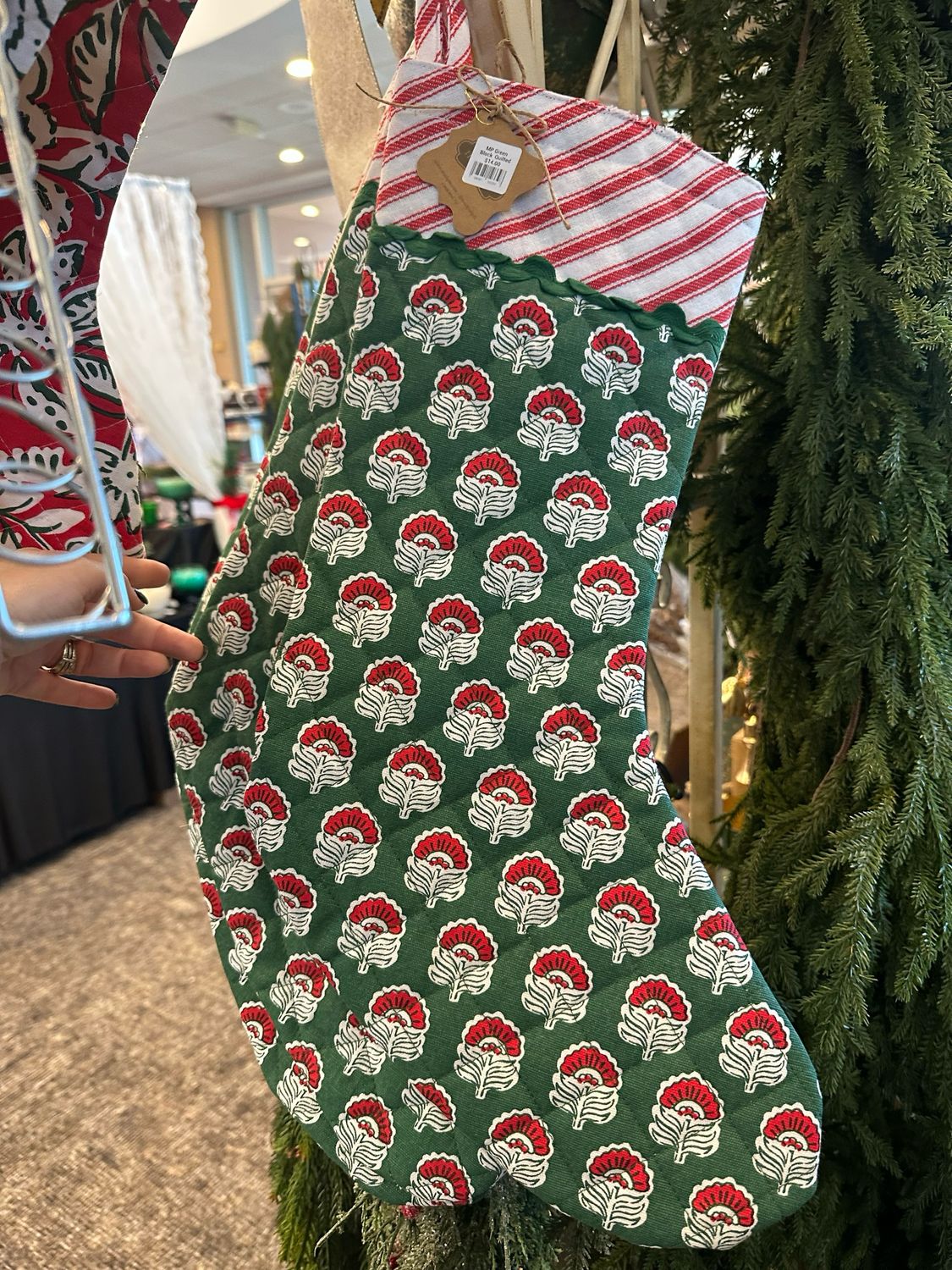 MP Green Block Quilted Stocking 19.5"