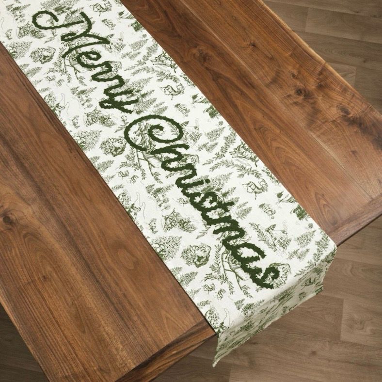 MP Green Toile Table Runner
