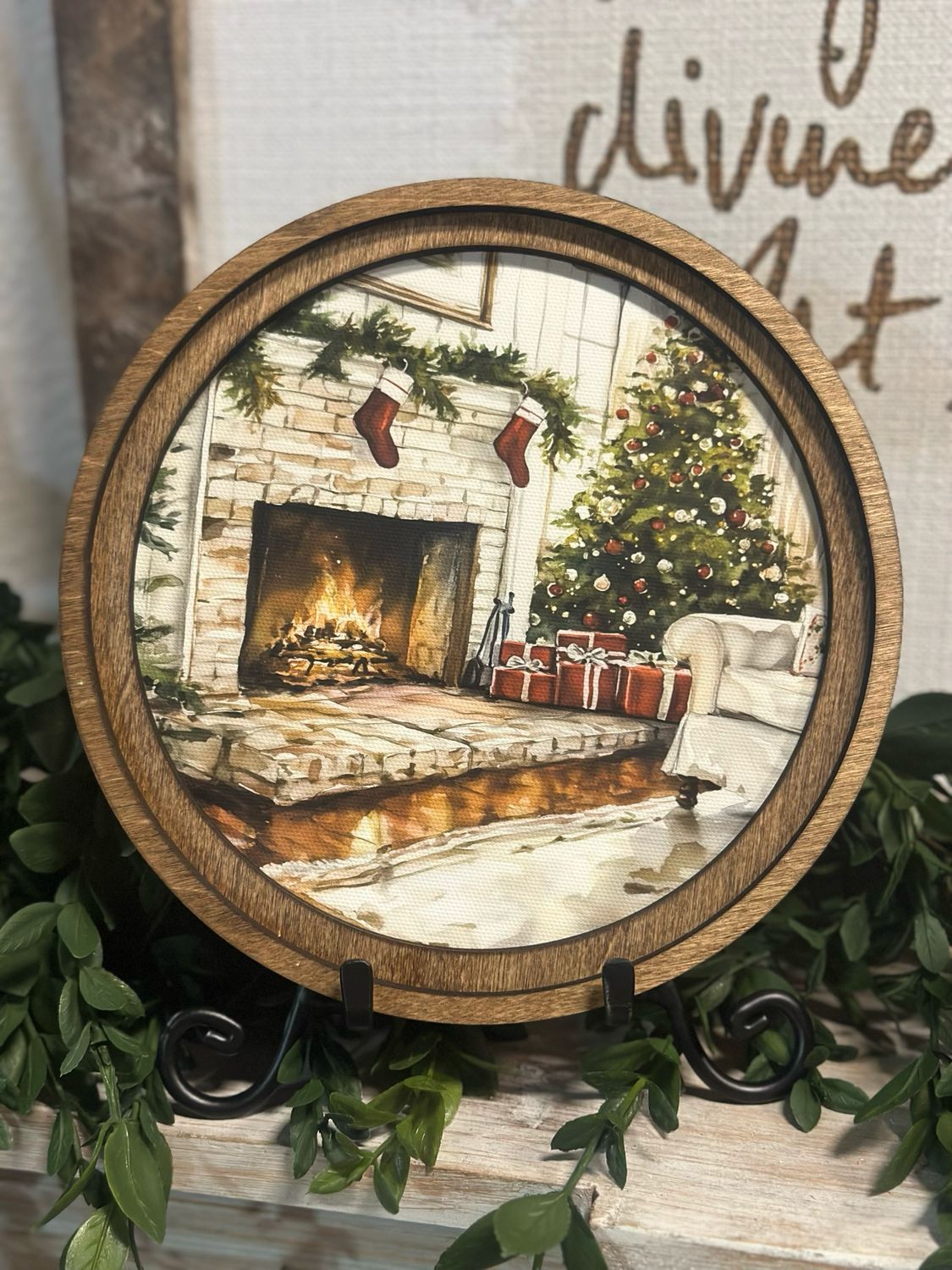 Red 8" R Christmas Fireplace