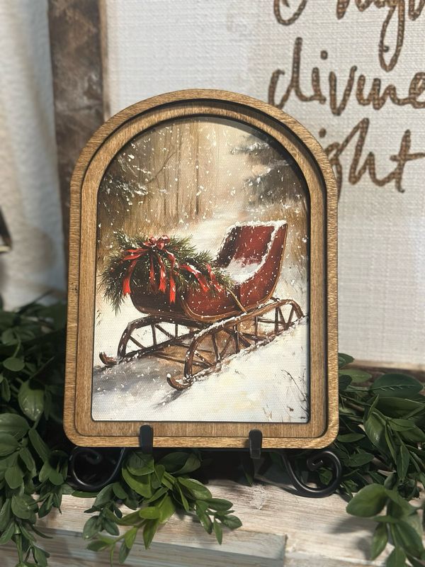 Red Arch 6x8 Vintage Sleigh