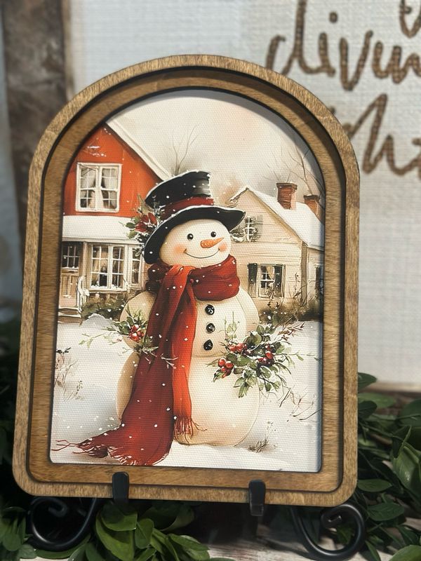 Red Arch 6x8 Christmas Snowman