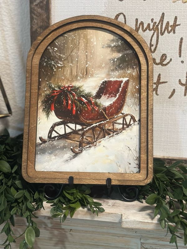 Red 8.25x11 Vintage Sleigh