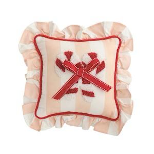 MP Candy Cane Ruffle Mini Pillow