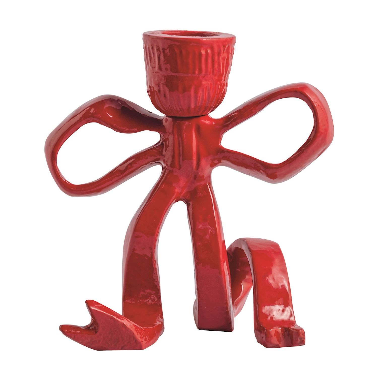 MP Sm Red Bow Taper Holder 4.75"
