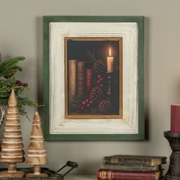 Rag 17" Candlelit Library Framed Sign