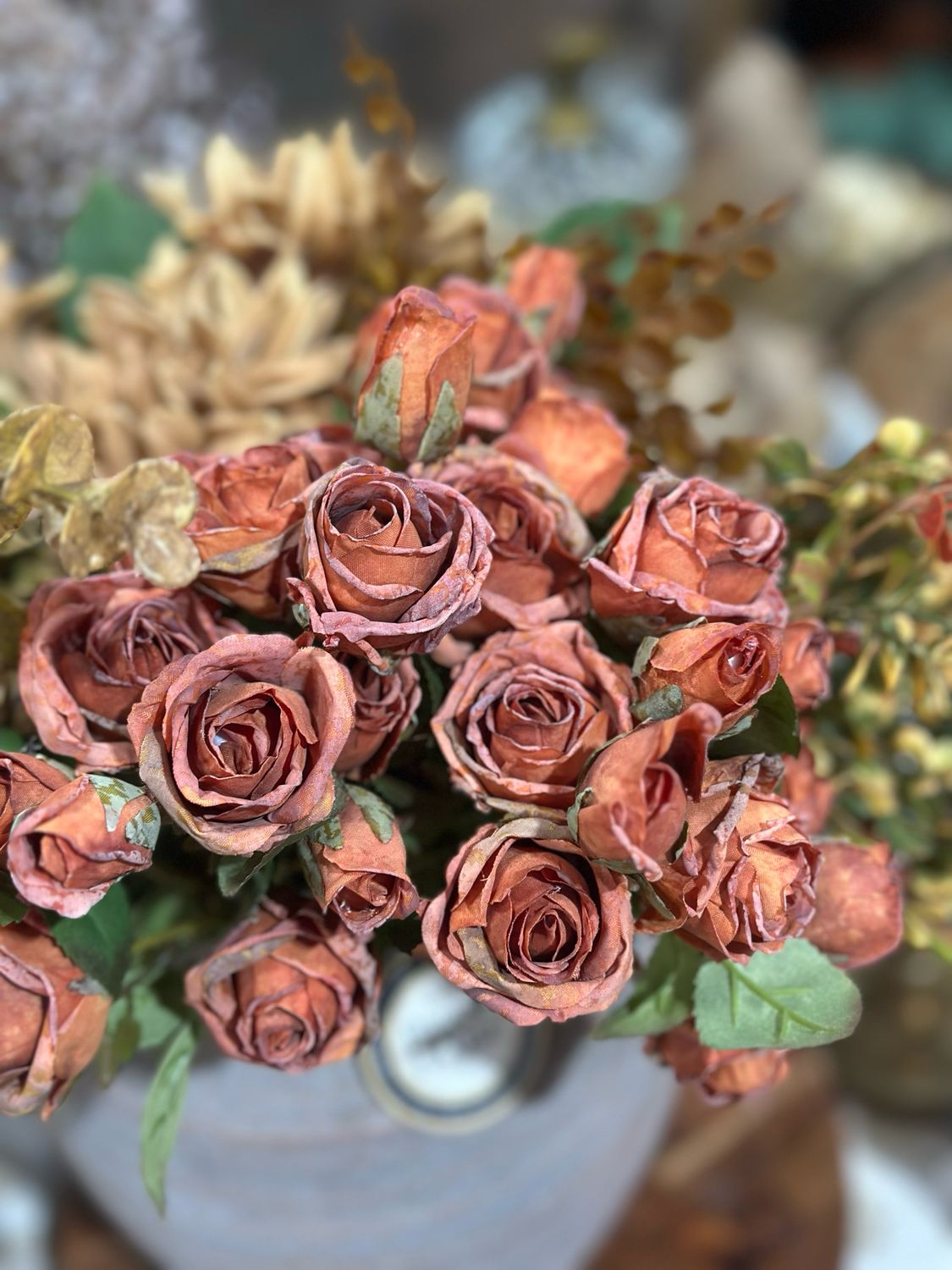 Rag 17" Sunset Dried Mini Rose Bundle
