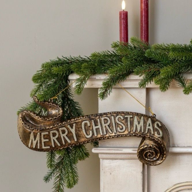 Rag Gold Hanging Christmas Banner 15"