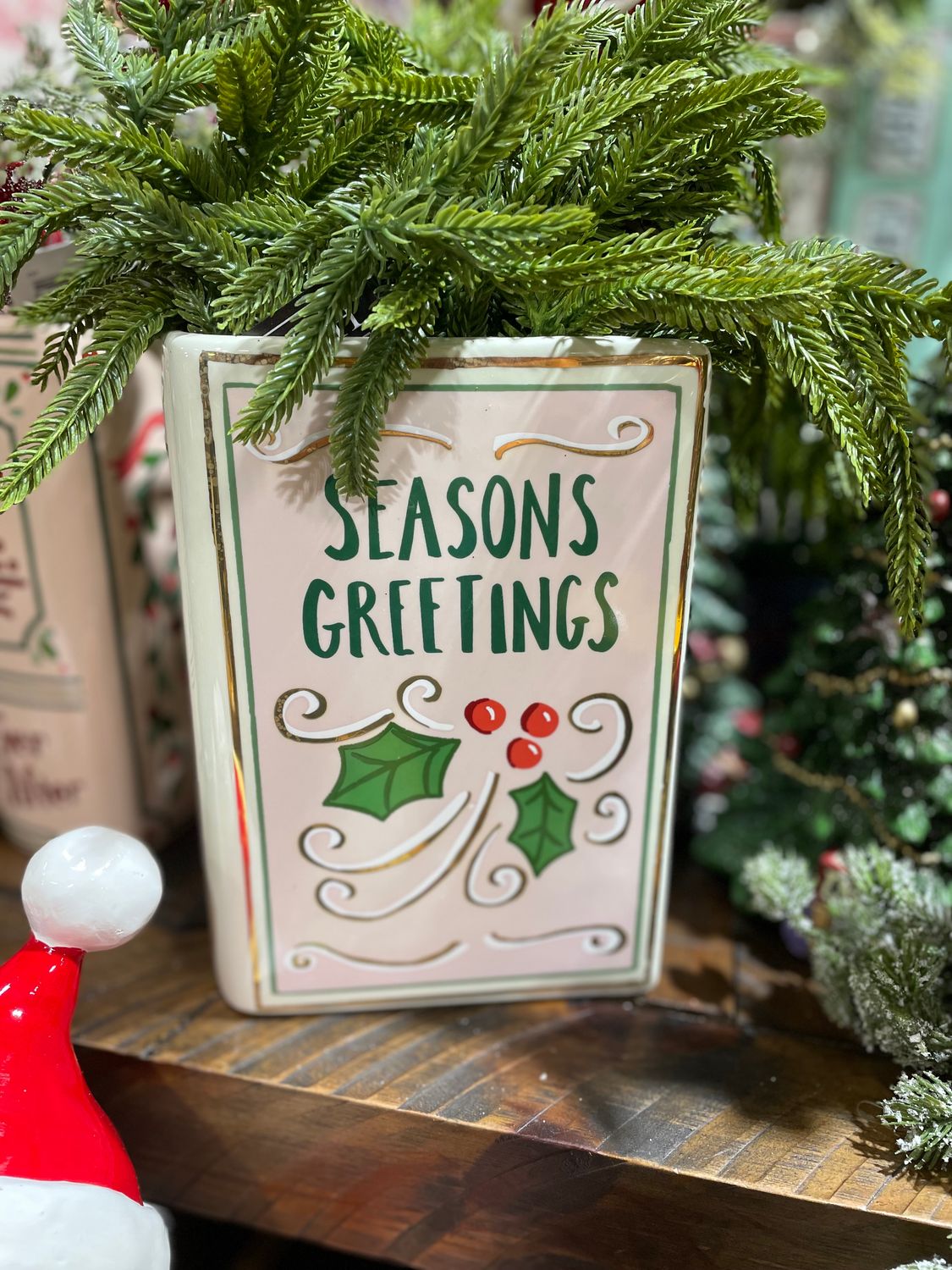 CCO Seasons Greetings Book Vase 8x5.75x2.5