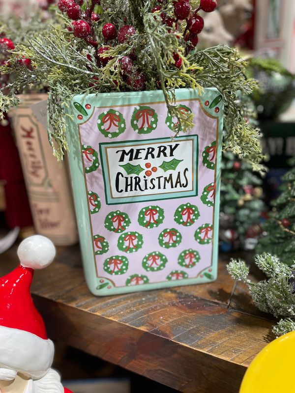 CCO Merry Christmas Book Vase 8x5.75x2.5