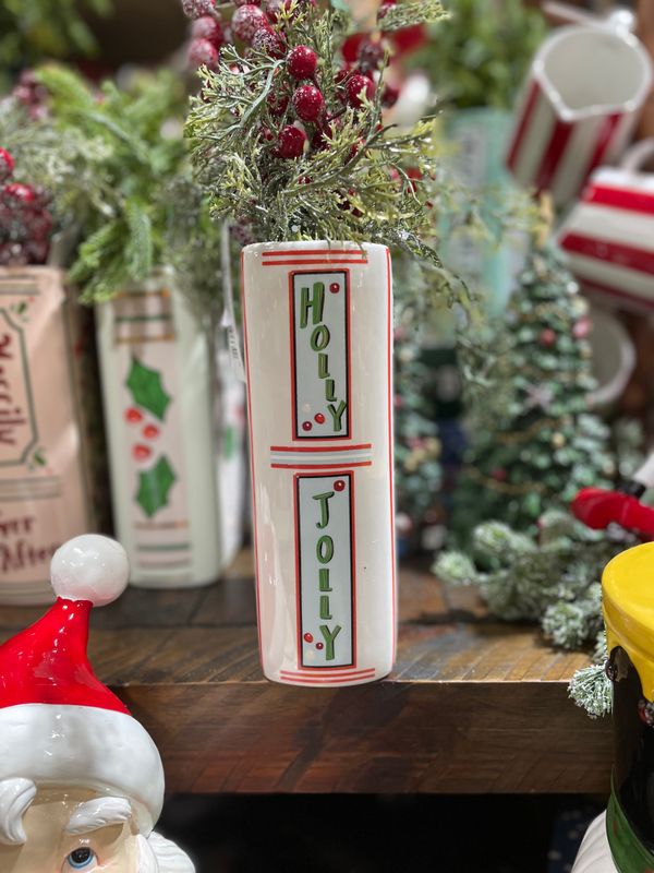 CCO Holly Jolly Book Vase 8x5.75x2.5