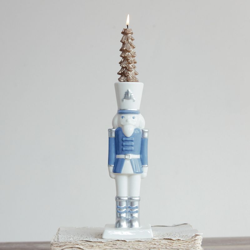 CCO Blue &amp; White Nutcracker Taper Holder 10.5"